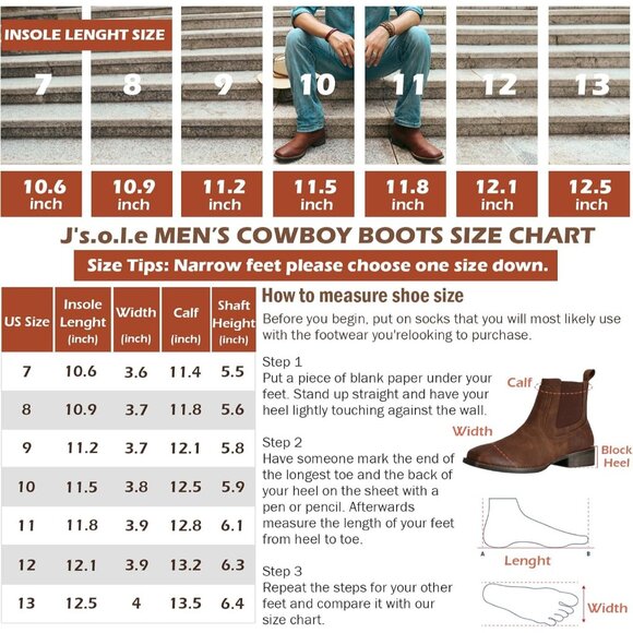 ⚡Men\'s Brown Faux Leather Western Square Toe Comfort Ankle Chelsea Boots main image 4
